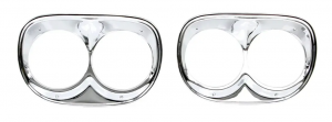Pair Headlamp Bezels Chrome Steel AMD Fits Chevy Fullsize GMC Fullsize Truck X145-4058-P