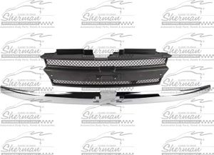 Sherman 690-99-1 Dark Gray Grille With Chrome Molding Fits Trailblazer GM1200477